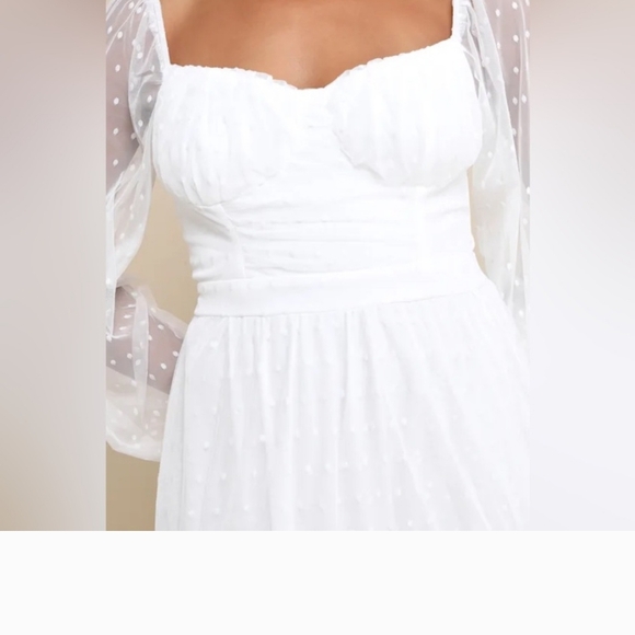 Lulu's Affectionate Aura White Swiss Dot Dress Graduation Wedding Summer - Picture 5 of 7